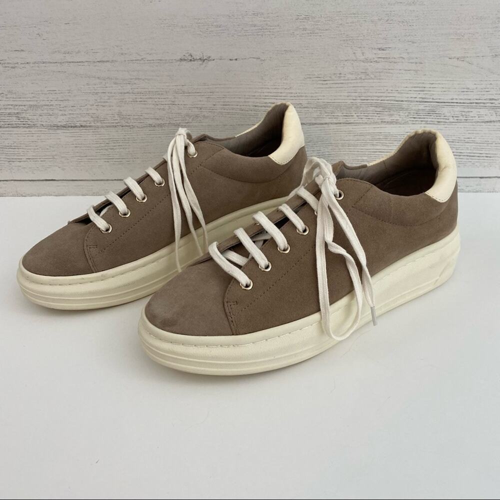 Joie Brown Suede Platform Lace Up Fashion Sneakers